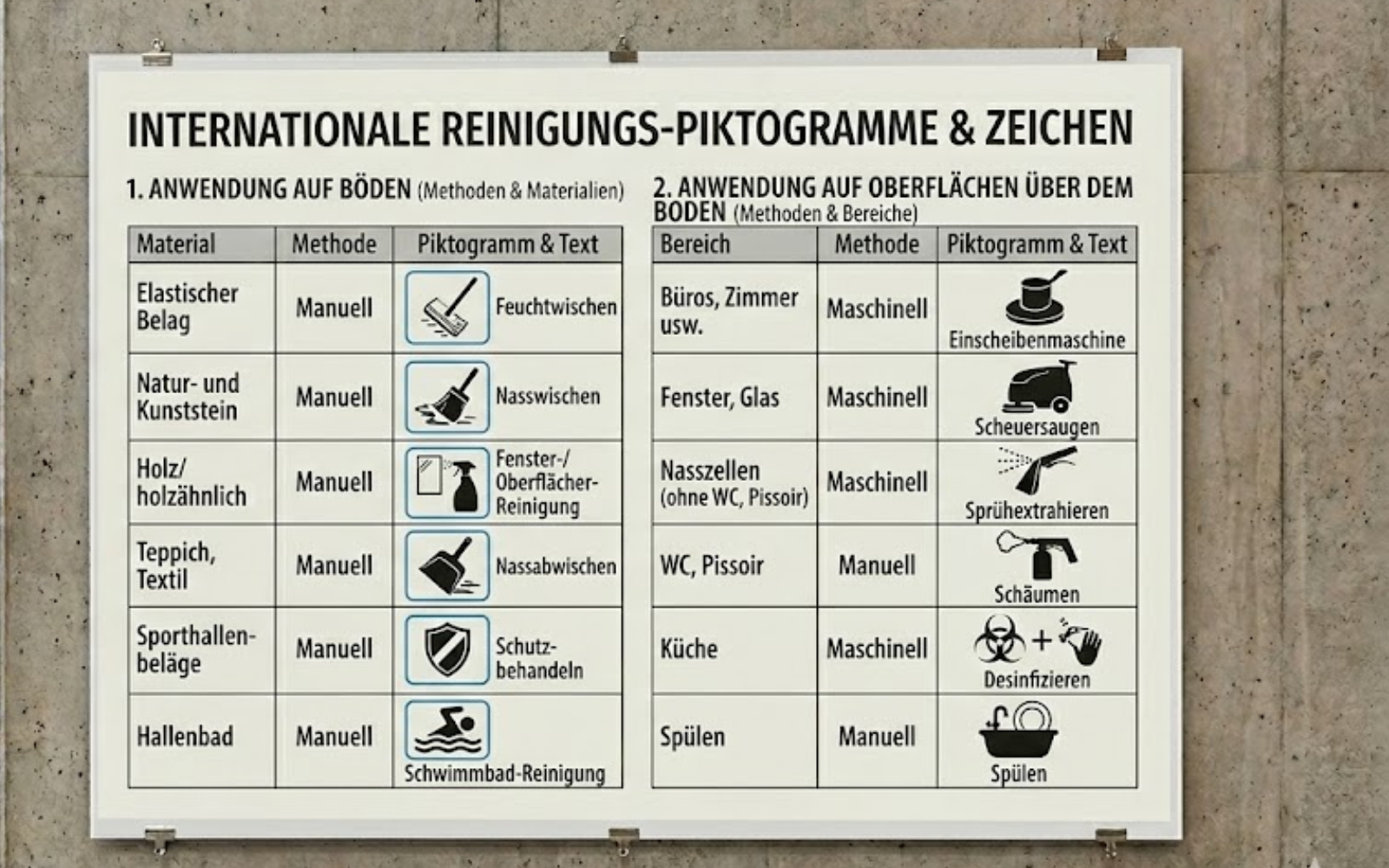 Reinigungs-Piktogramme