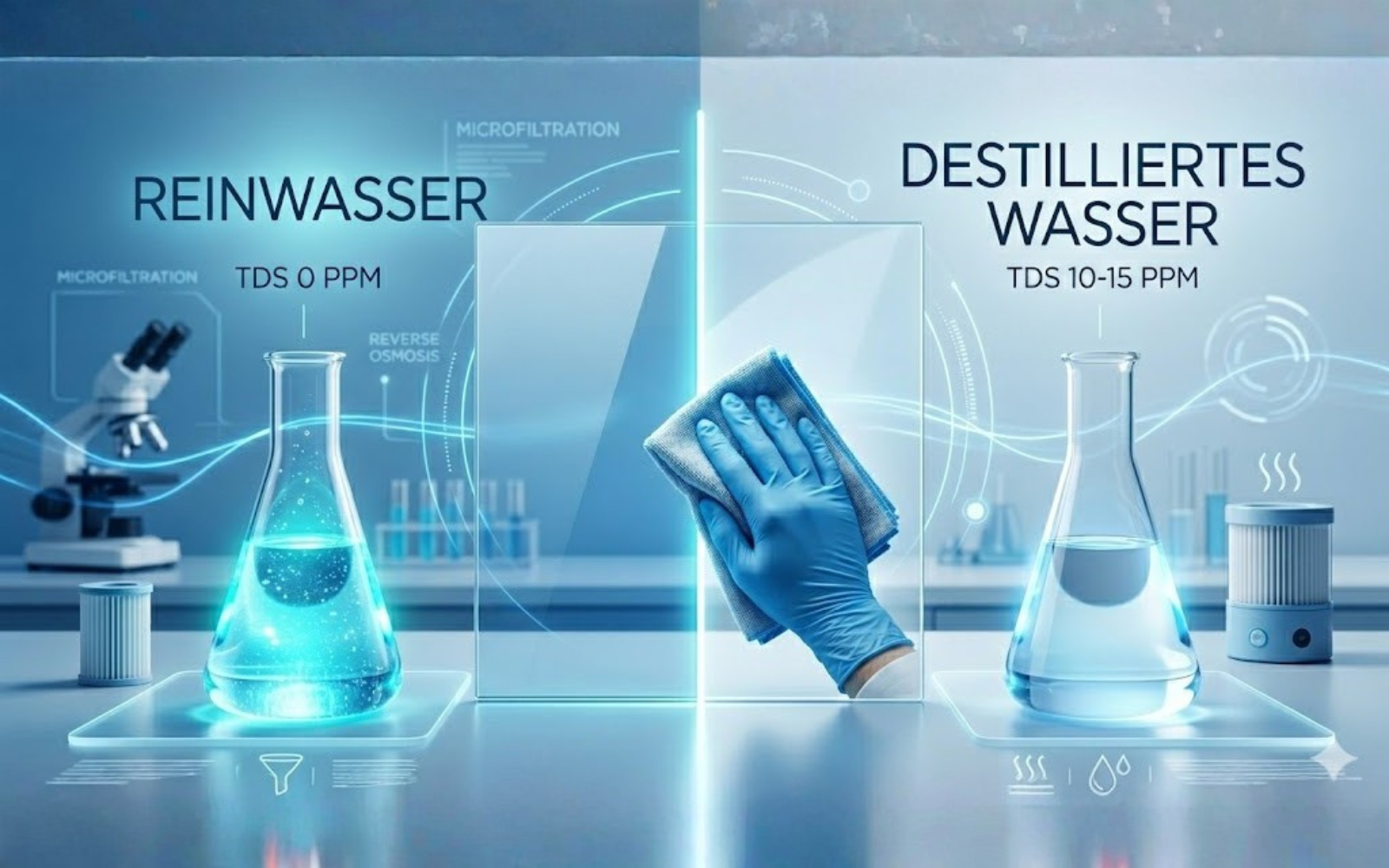 Reinwasser vs. destilliertes Wasser